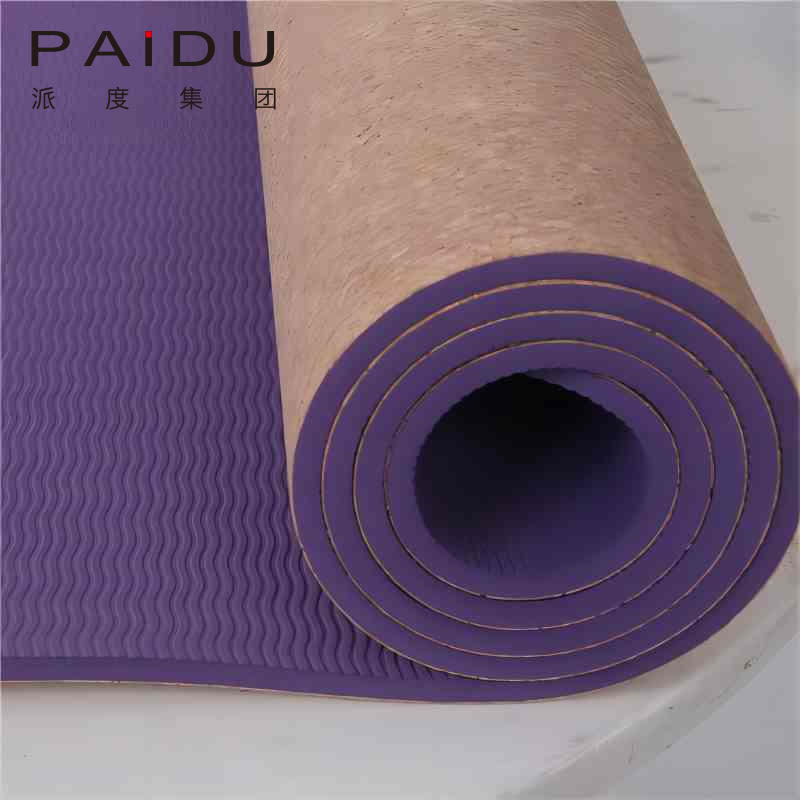 Paidu Manufacturer 183*68Cm Customized Wholesale Cork Tpe Yoga Mat Manufacturer