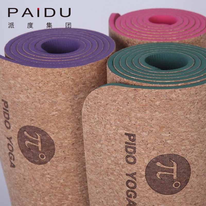 Paidu Manufacturer 183*68Cm Customized Wholesale Cork Tpe Yoga Mat Manufacturer