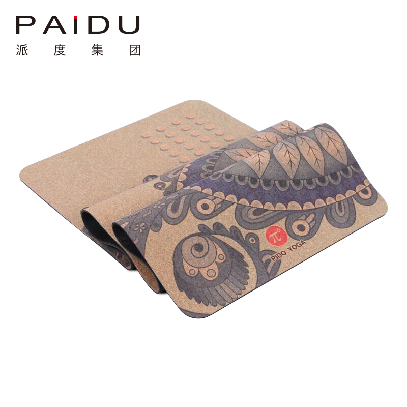 Paidu Manufacturer Quality 5mm Wholesale Cork Rubber Printing Yoga Mat Manufacturer