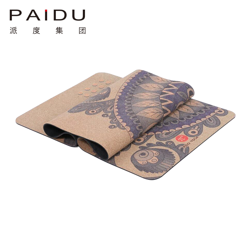 Paidu Manufacturer Quality 5mm Wholesale Cork Rubber Printing Yoga Mat Manufacturer
