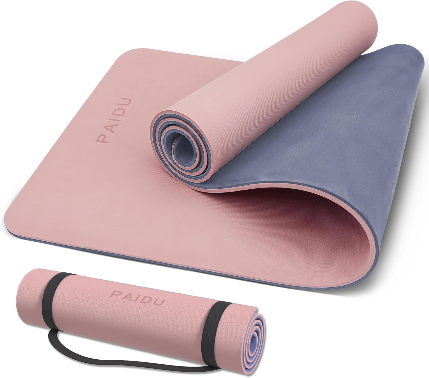 PIDO Yoga Mat Non Slip Anti-tear,extra thick High Resiliency Professional ,Deep Pink+Grey