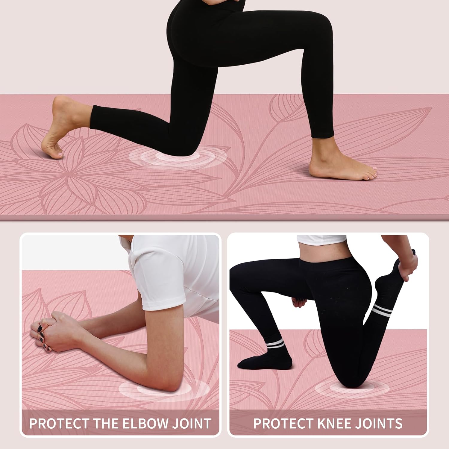 PIDO large yoga mat extra wide and thick mat widened and thickened sports fitness mattress grip rope skipping mat Pink