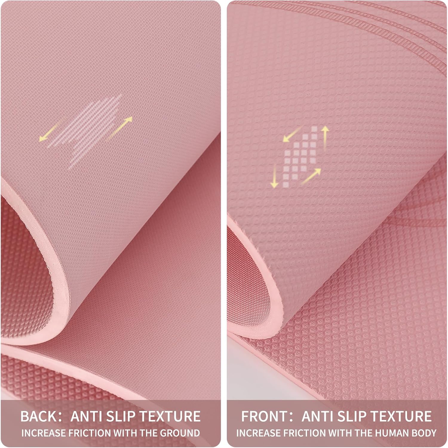 PIDO large yoga mat extra wide and thick mat widened and thickened sports fitness mattress grip rope skipping mat Pink