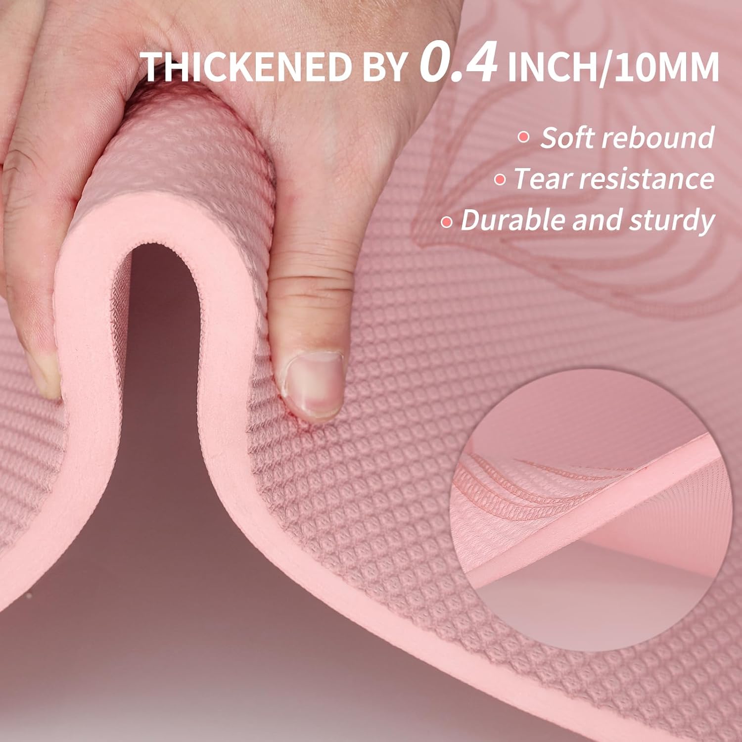 PIDO large yoga mat extra wide and thick mat widened and thickened sports fitness mattress grip rope skipping mat Pink