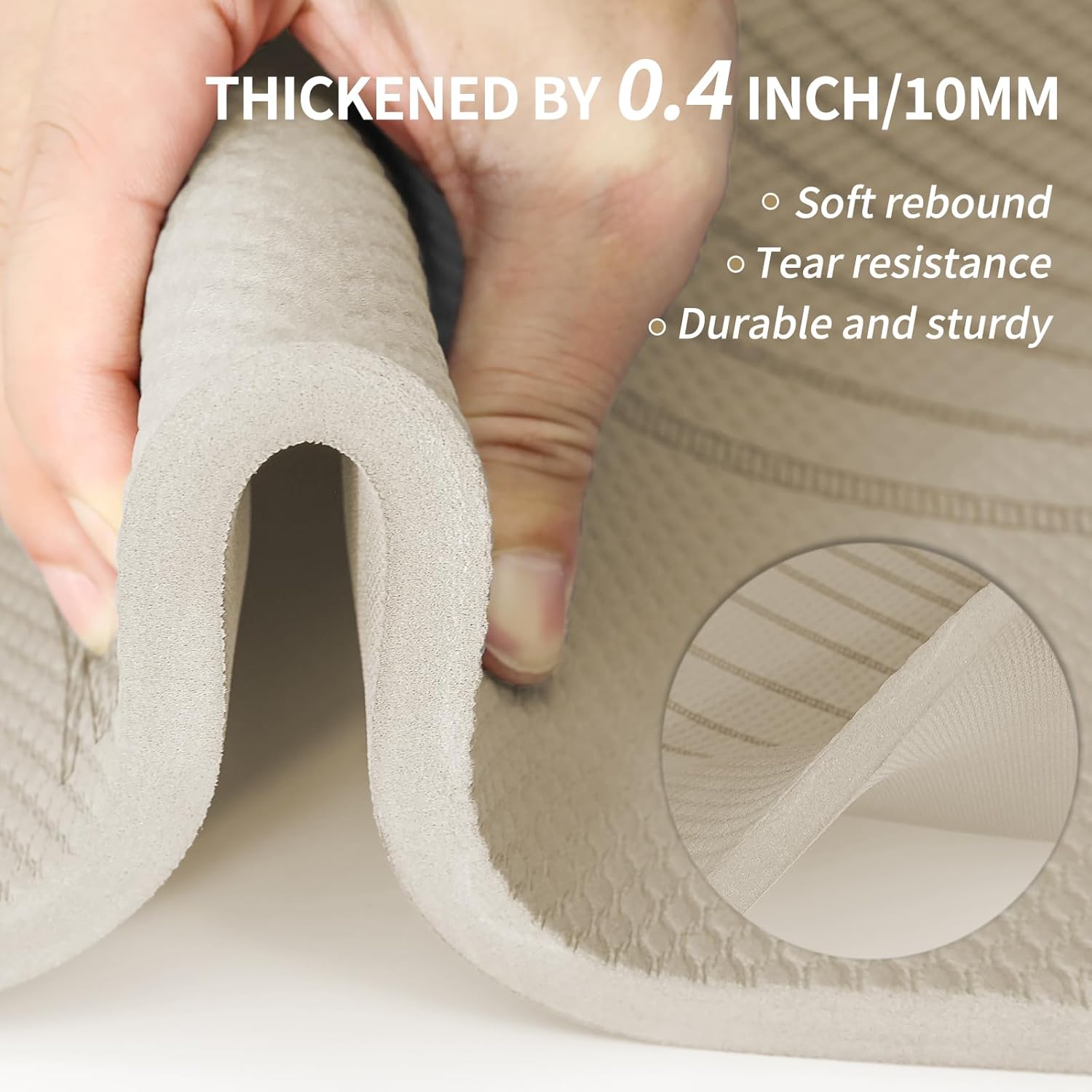 PIDO large yoga mat extra wide and thick mat widened and thickened sports fitness mattress grip rope skipping mat Beige