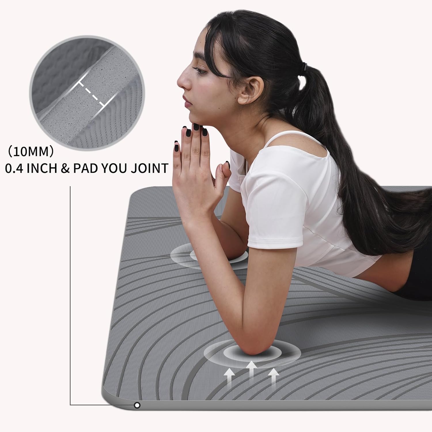 PIDO large yoga mat extra wide and thick mat widened and thickened sports fitness mattress grip rope skipping mat Grey