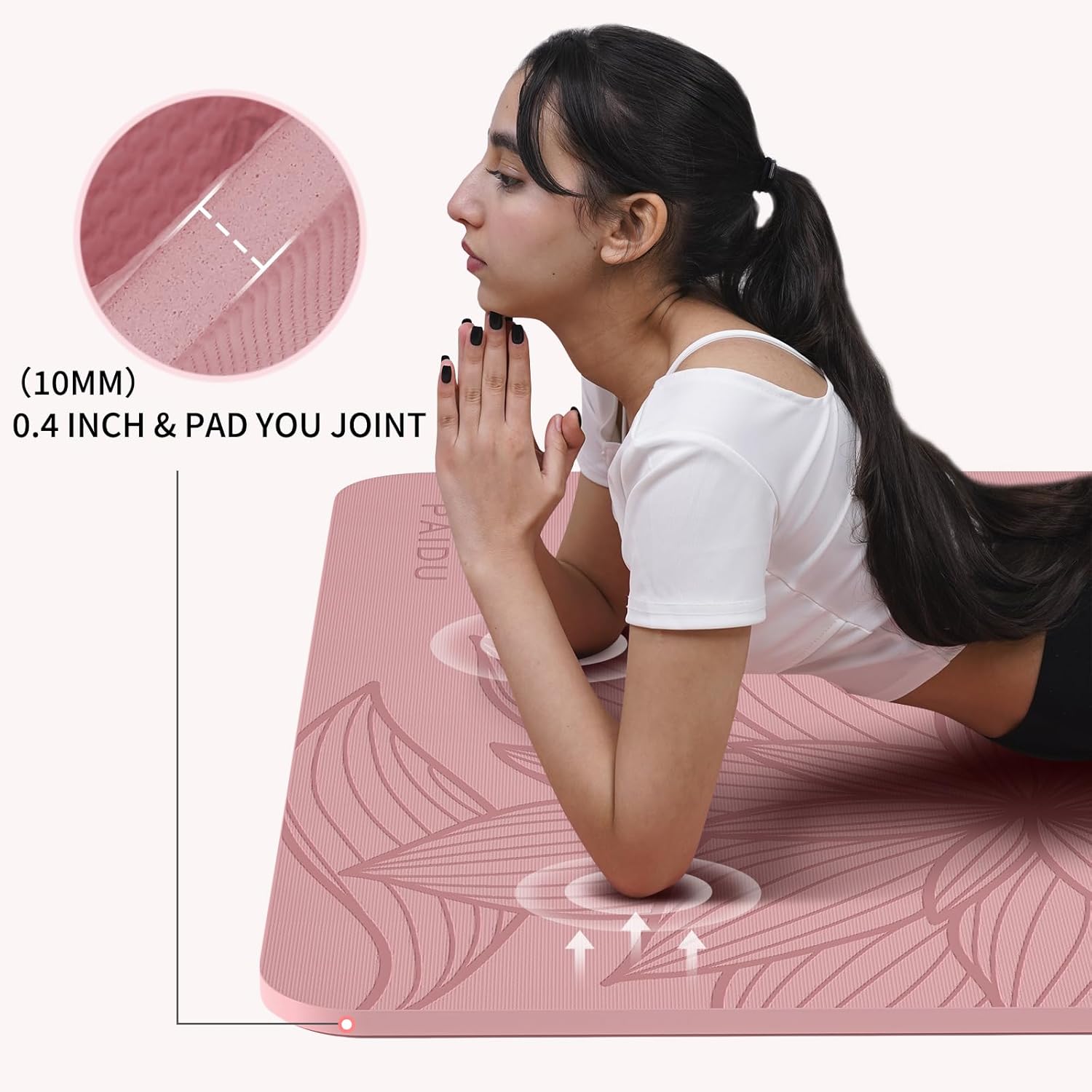 PIDO large yoga mat extra wide and thick mat widened and thickened sports fitness mattress grip rope skipping mat Pink