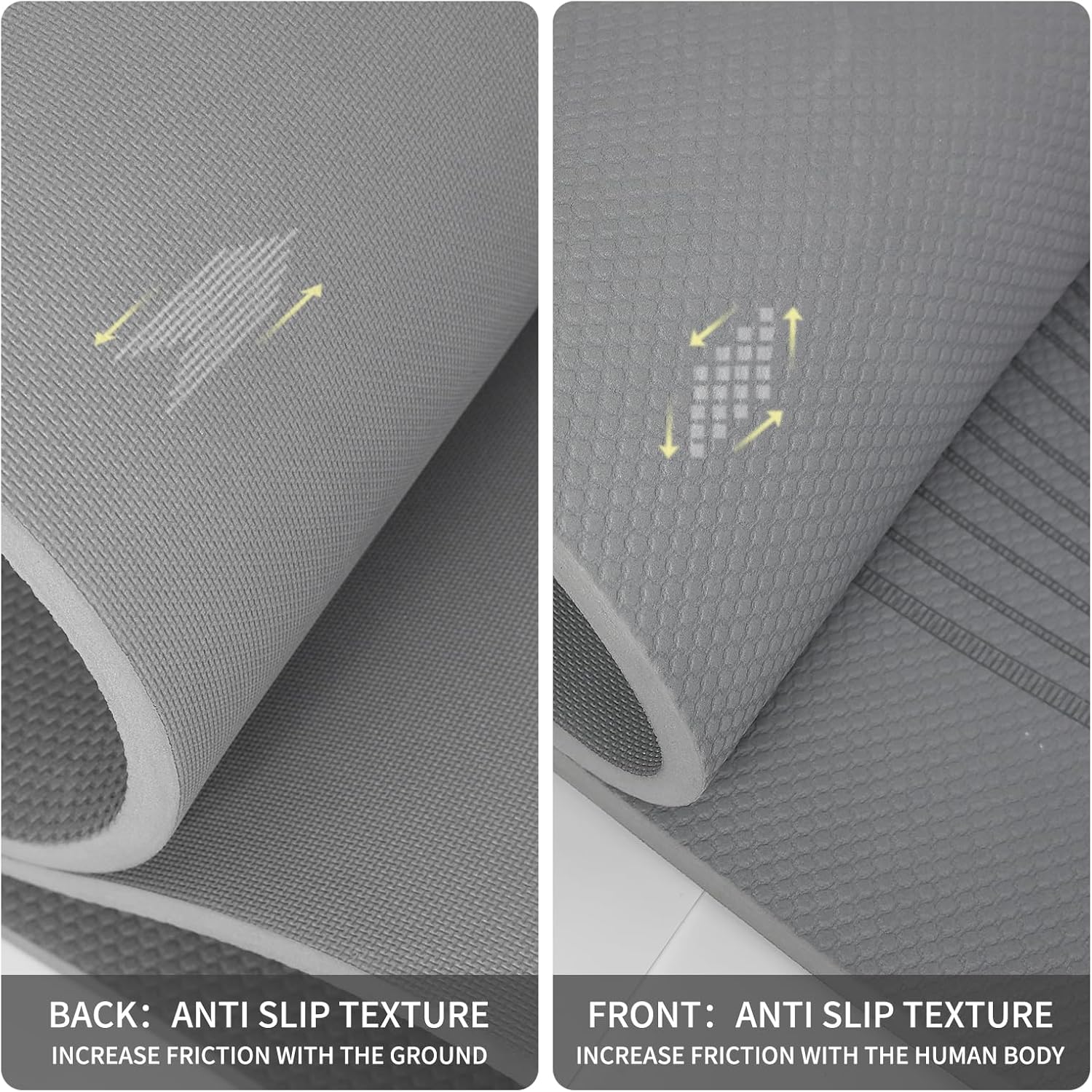 PIDO large yoga mat extra wide and thick mat widened and thickened sports fitness mattress grip rope skipping mat Grey