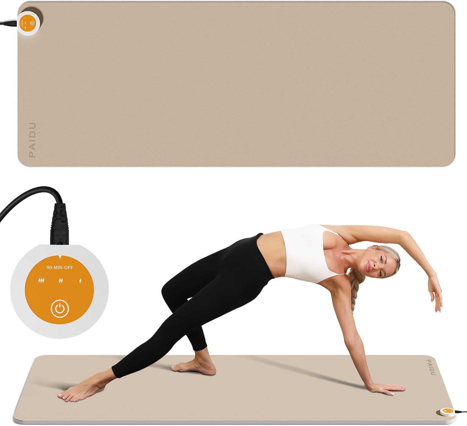 PIDO Heating mat, Adjustable Temperature Heated Floor mat, Extra Large Anti Slip Electric Heating Yoga mat,Foot Warmer,Winter 120V Heated Rug Suitable for Yoga