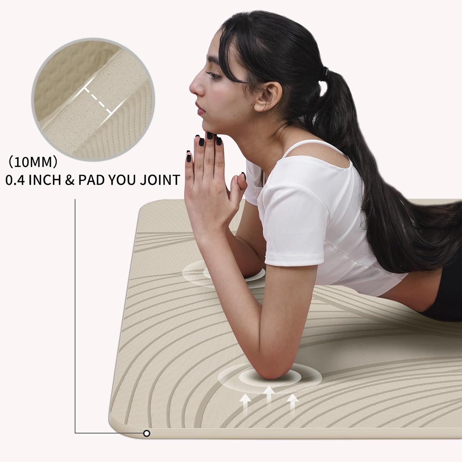 PIDO large yoga mat extra wide and thick mat widened and thickened sports fitness mattress grip rope skipping mat Beige