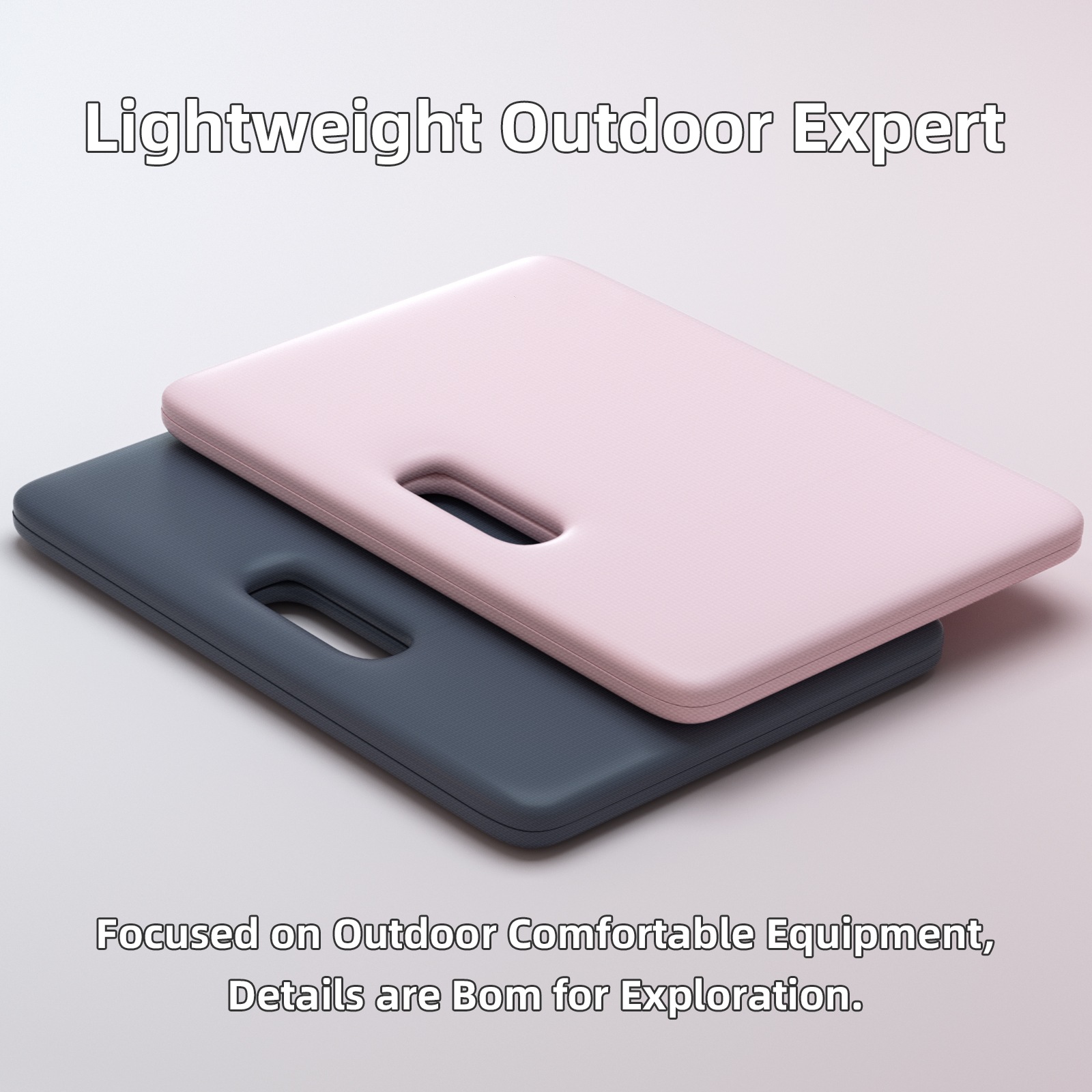 PIDO POE material two folding yoga mat non-slip shock absorption outdoor portable folding mat Pink