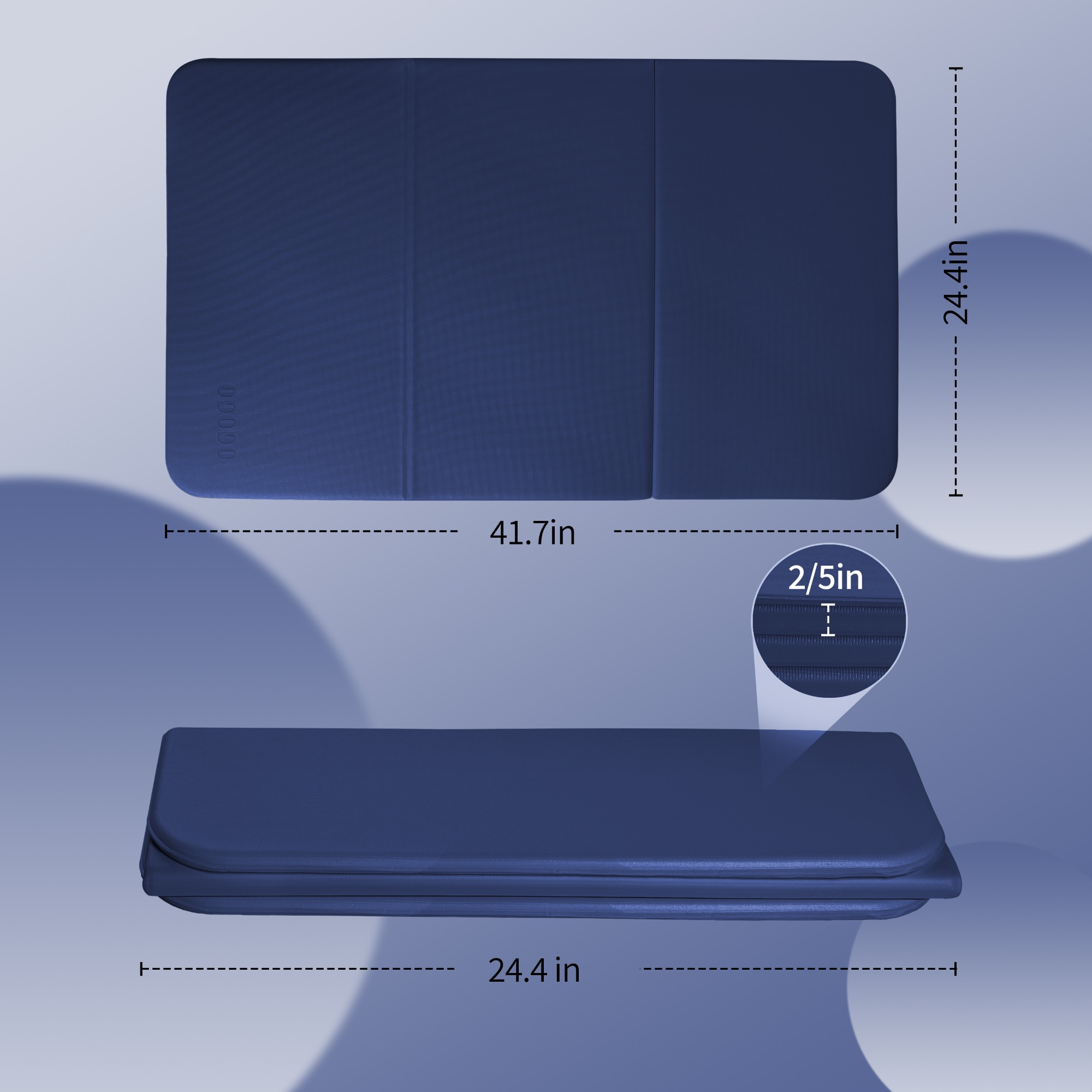 PIDO TPE Thickened Non-slip Outdoor Three-fold Yoga Mat Camping Fitness Portable Mat Navy Blue