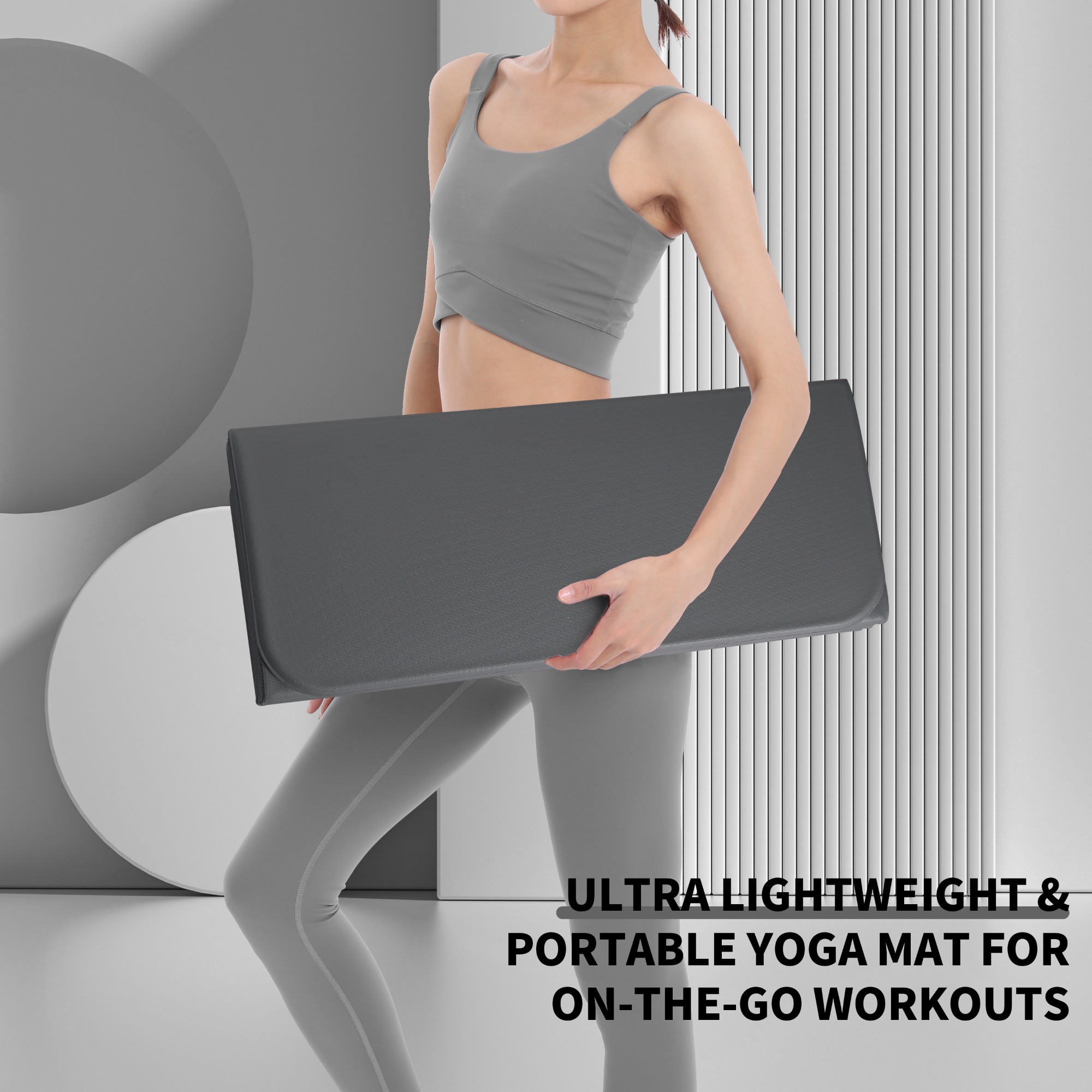 PIDO TPE Thickened Non-slip Outdoor Three-fold Yoga Mat Camping Fitness Portable Mat Grey