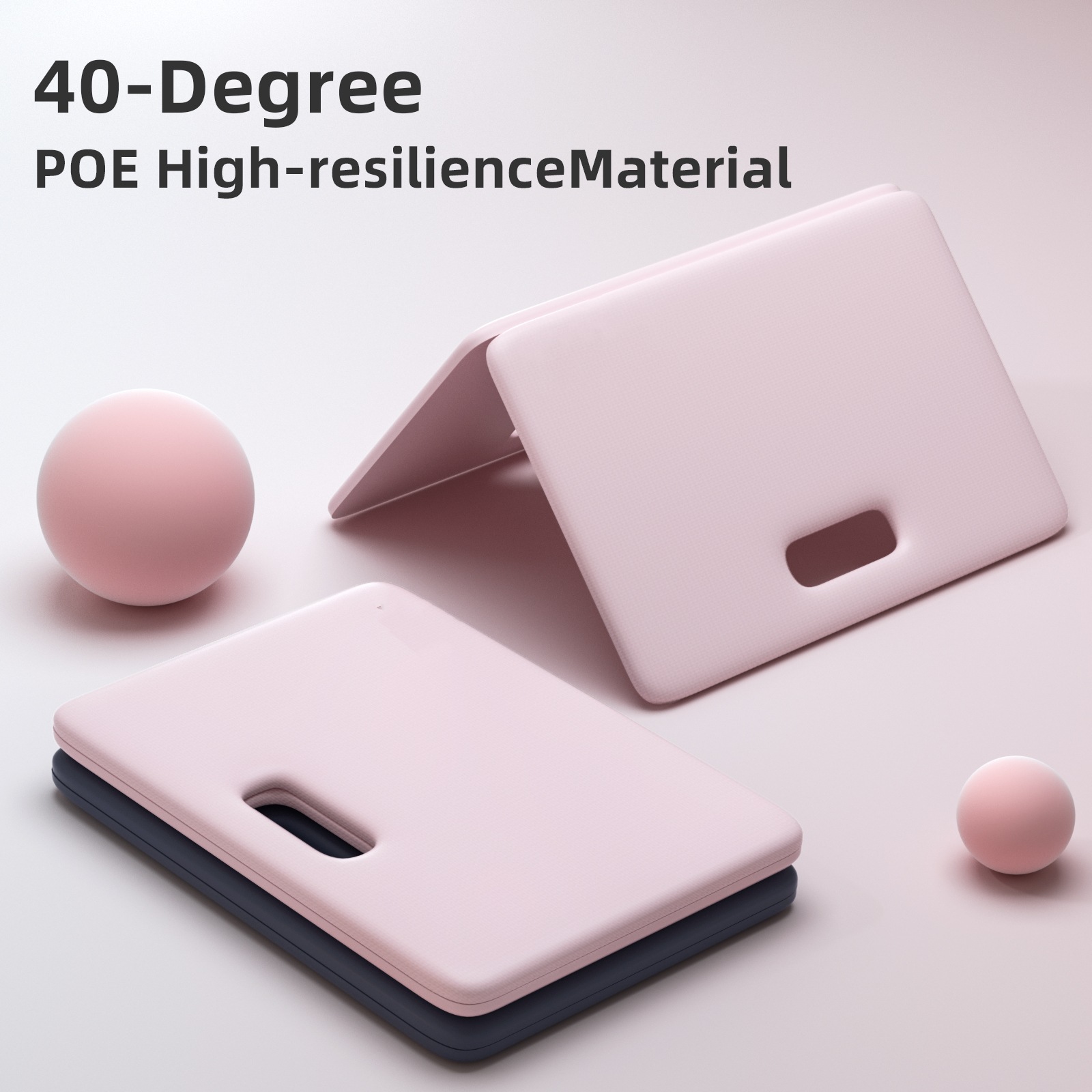 PIDO POE material two folding yoga mat non-slip shock absorption outdoor portable folding mat Pink