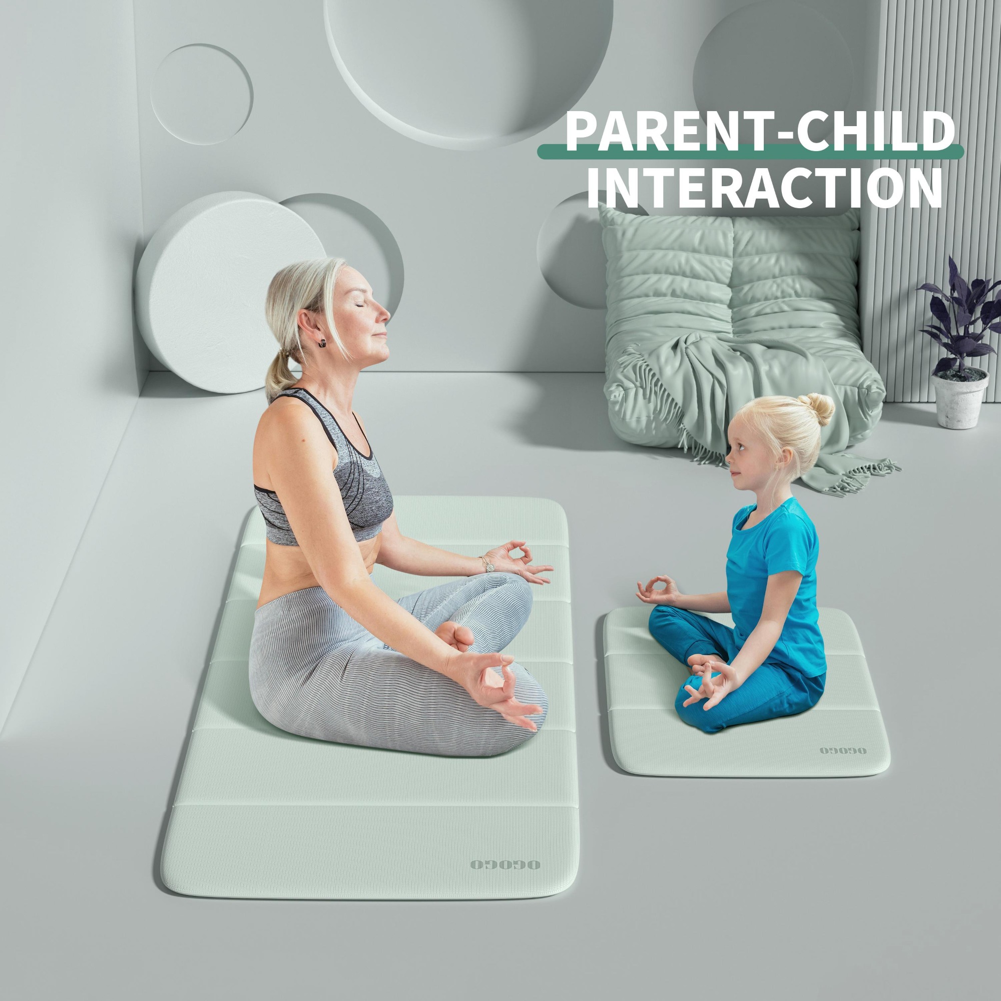 PIDO TPE Thickened Non-slip Outdoor Three-fold Yoga Mat Camping Fitness Portable Mat Green