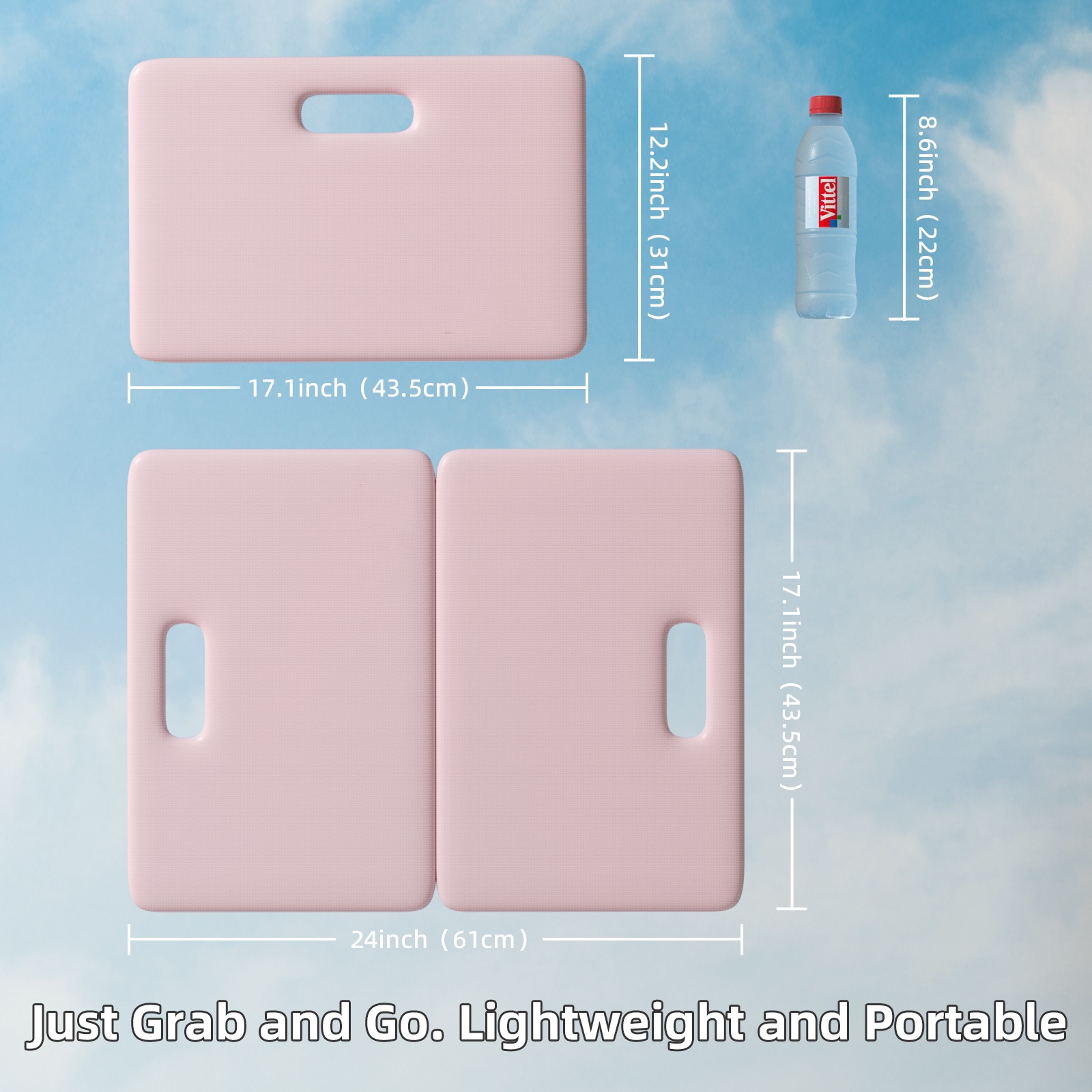 PIDO POE material two folding yoga mat non-slip shock absorption outdoor portable folding mat Pink