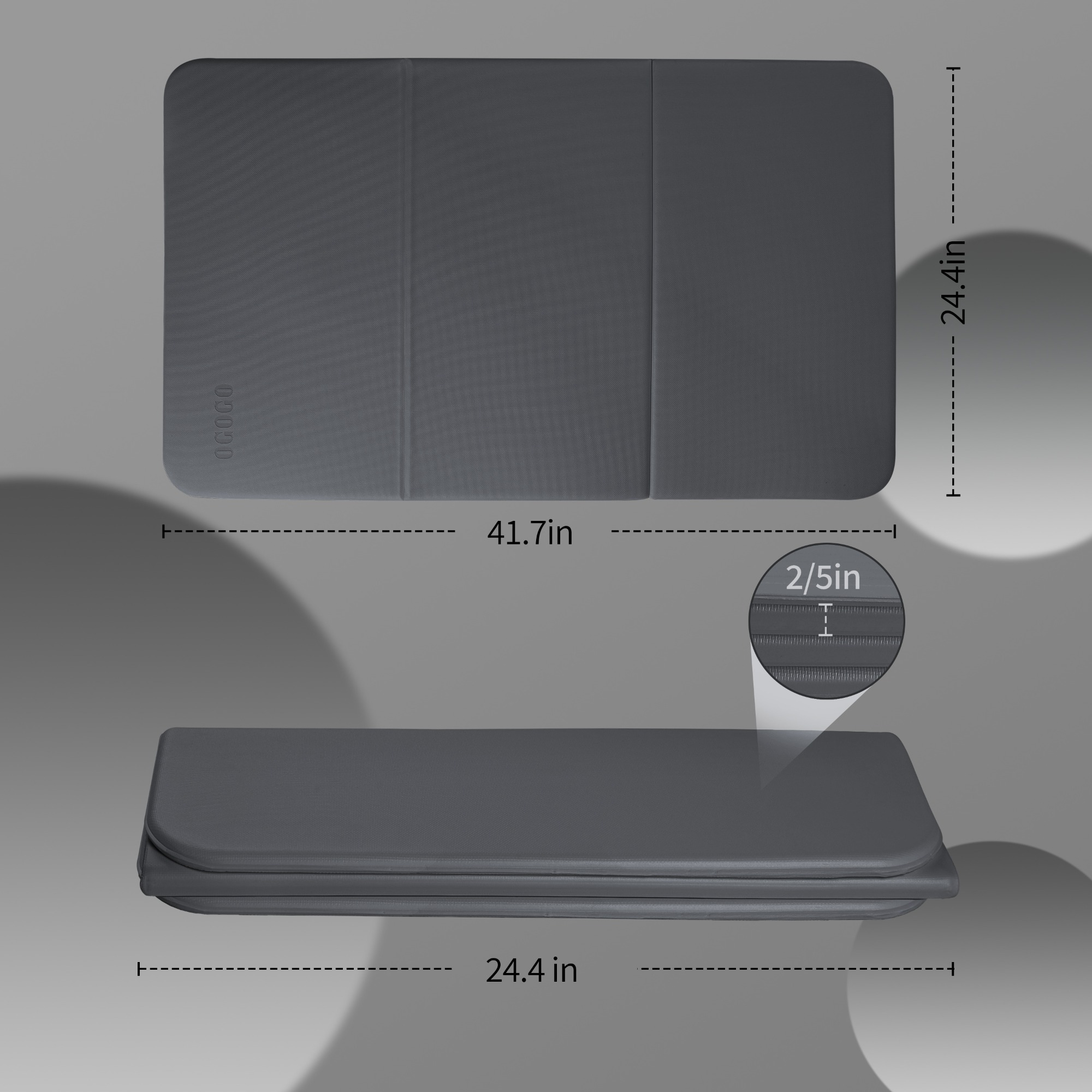 PIDO TPE Thickened Non-slip Outdoor Three-fold Yoga Mat Camping Fitness Portable Mat Grey