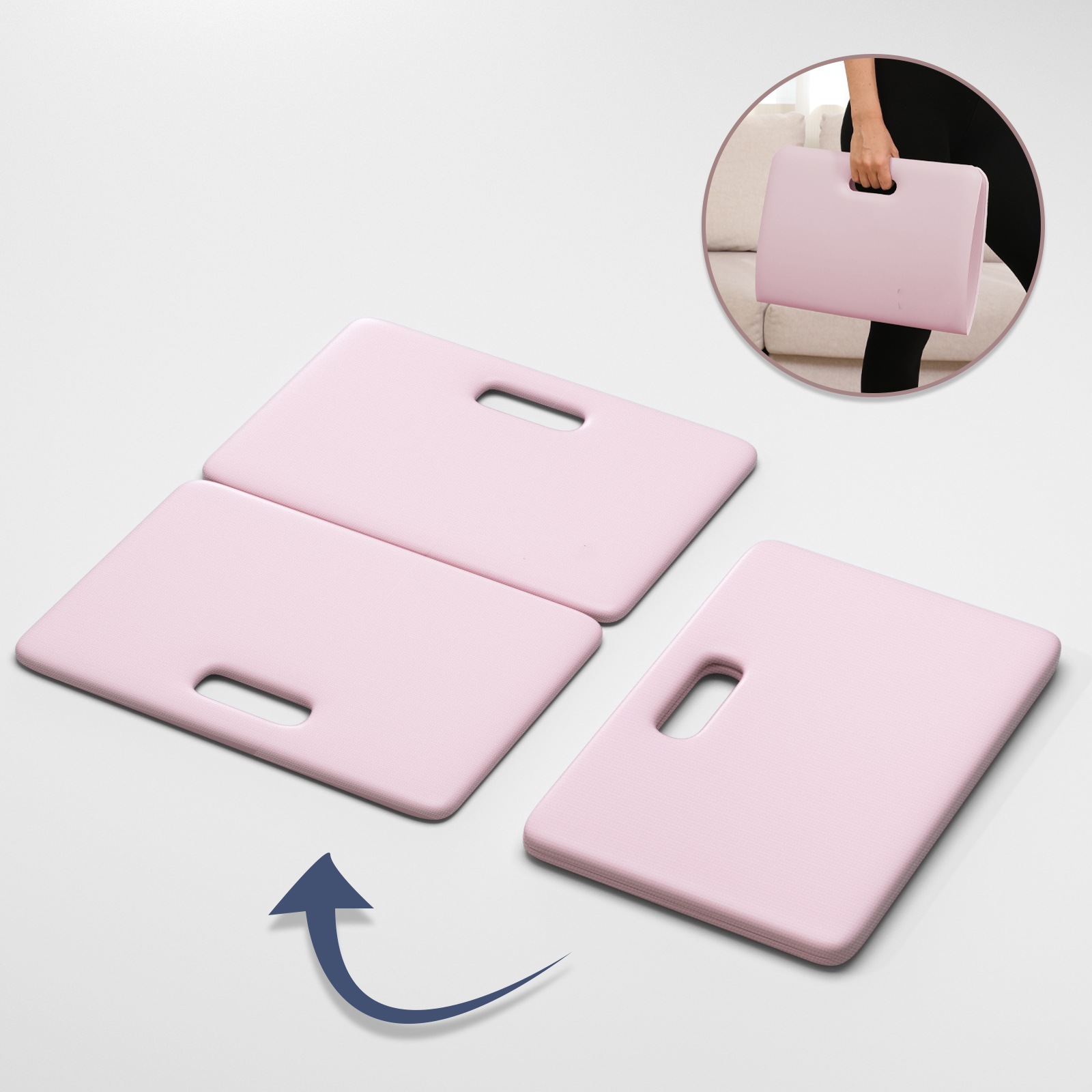 PIDO POE material two folding yoga mat non-slip shock absorption outdoor portable folding mat Pink