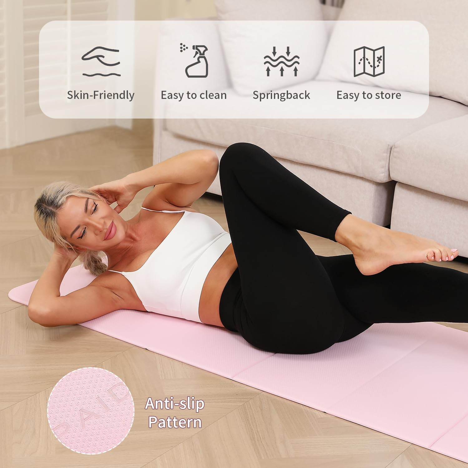 PIDO Foldable Yoga mat -10mm thick, POE material, portable multi