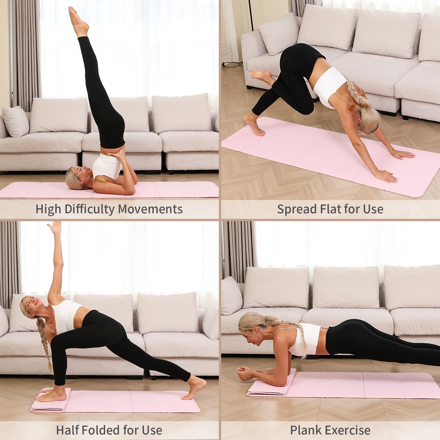 PIDO Foldable Yoga mat -10mm thick, POE material, portable multi