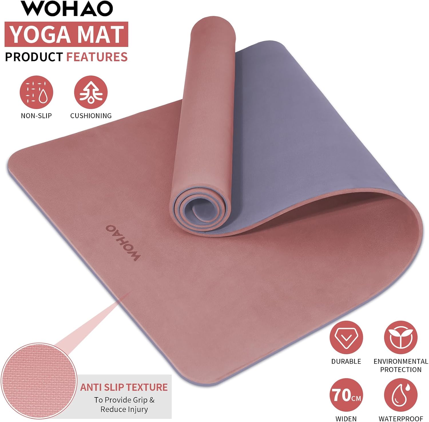 PIDO extra thick 8mm 6mm yoga mat double-sided non-slip exercise mat Dark Powder+Dark silve
