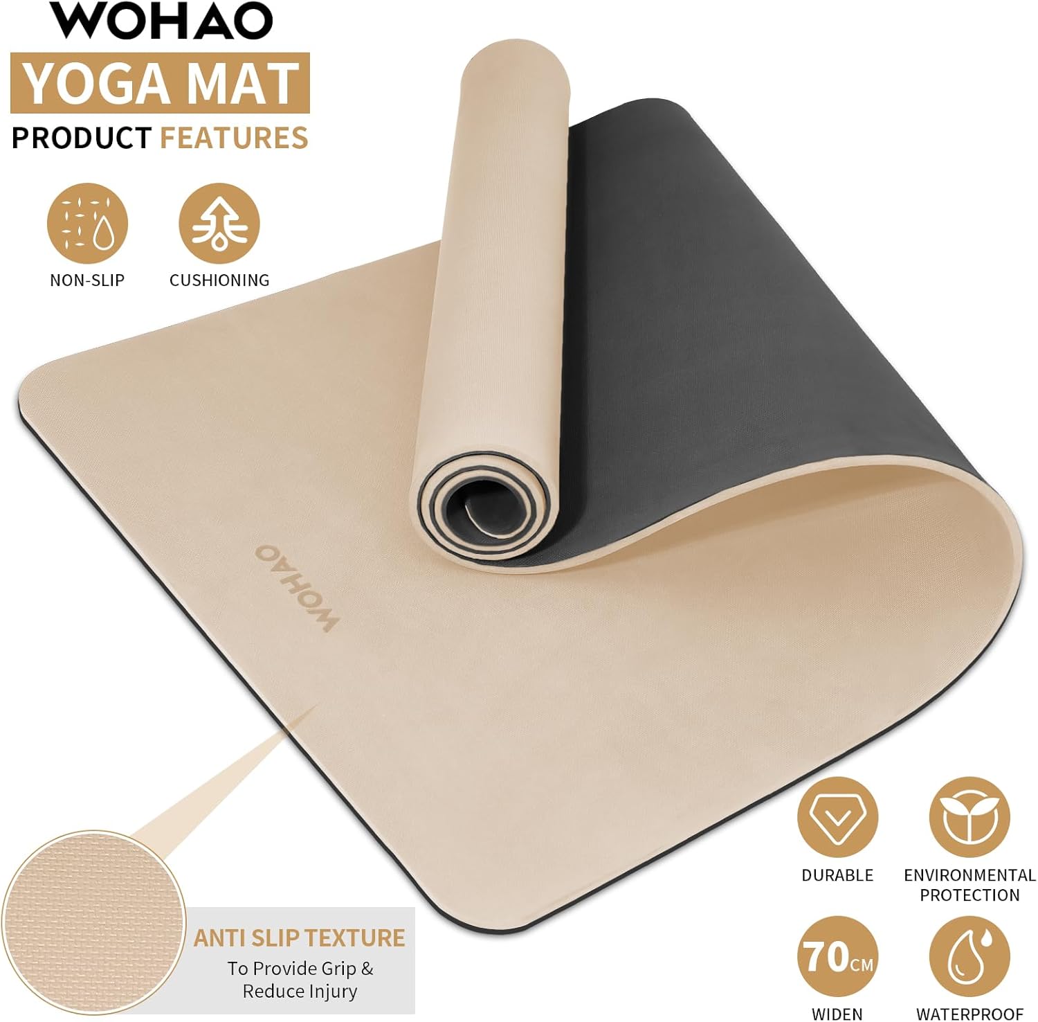 PIDO extra thick 8mm 6mm yoga mat double-sided non-slip exercise mat Milk coffee+Black