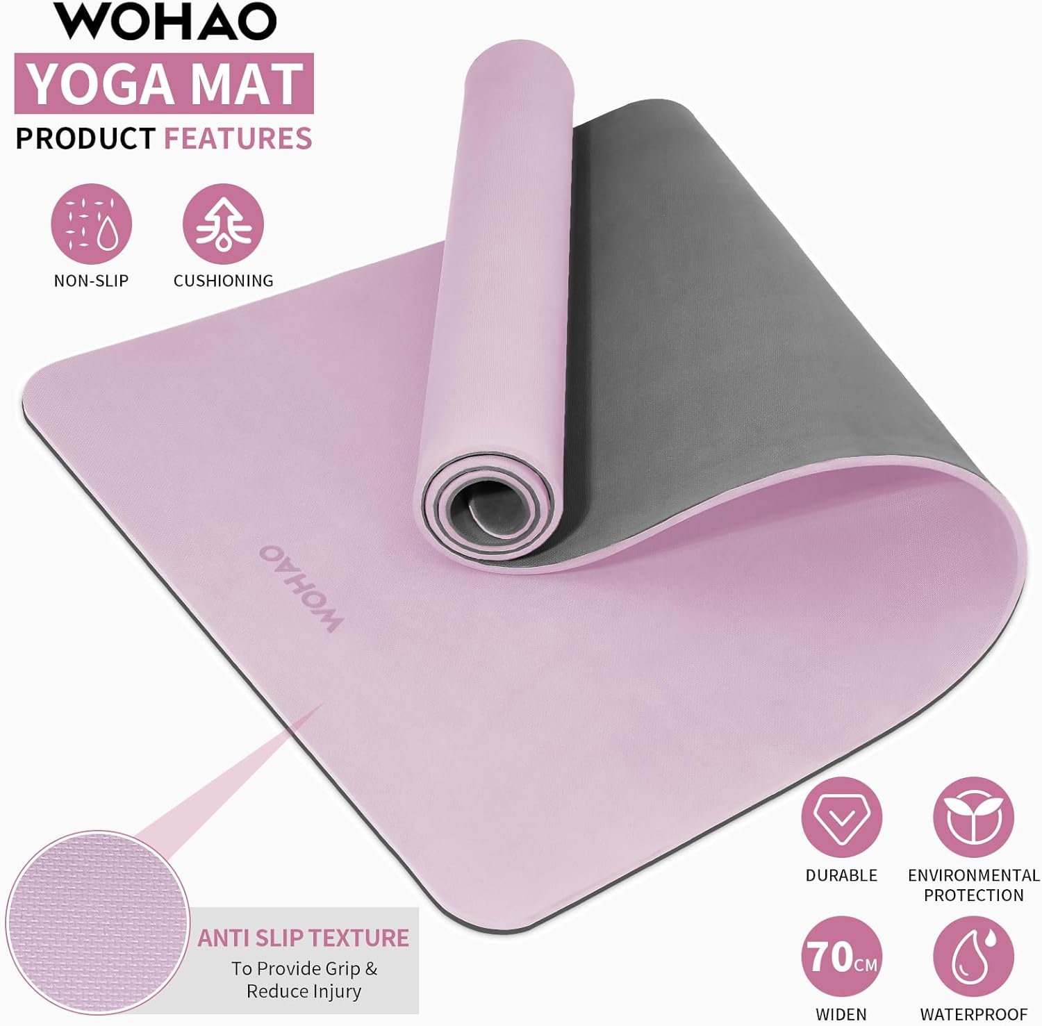 PIDO extra thick 8mm 6mm yoga mat double-sided non-slip exercise mat Taro Purple+Gray