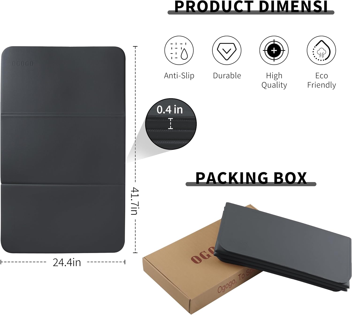 Folding Yoga Mat for Men, 1.0