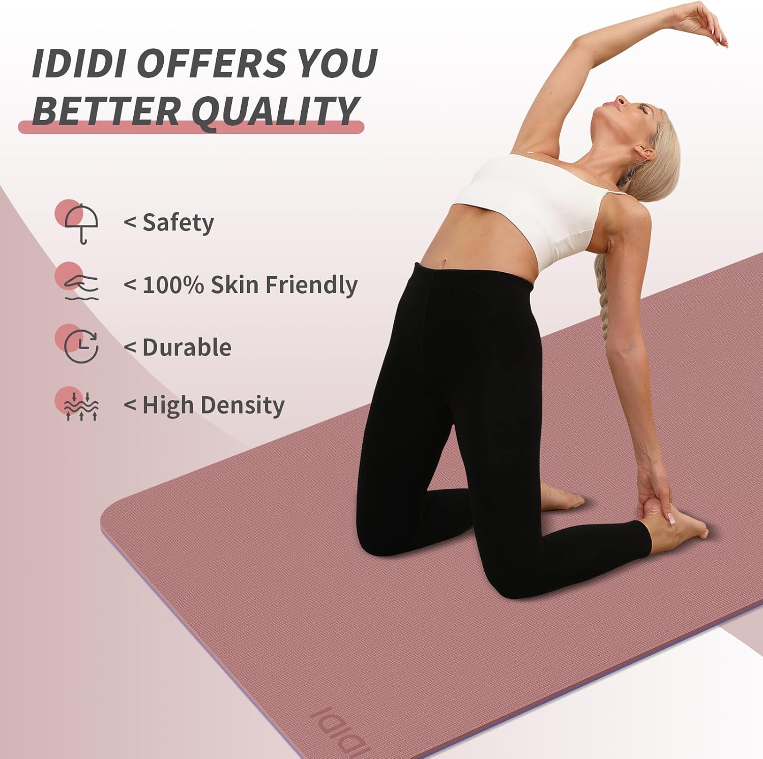 Yoga Mat with Strap,Non-Skid Workout Mat,8mm Thick Yoga Mat,POE Yoga Mats for Women Men Kids,Exercise Mat with Easy-Cinch,72