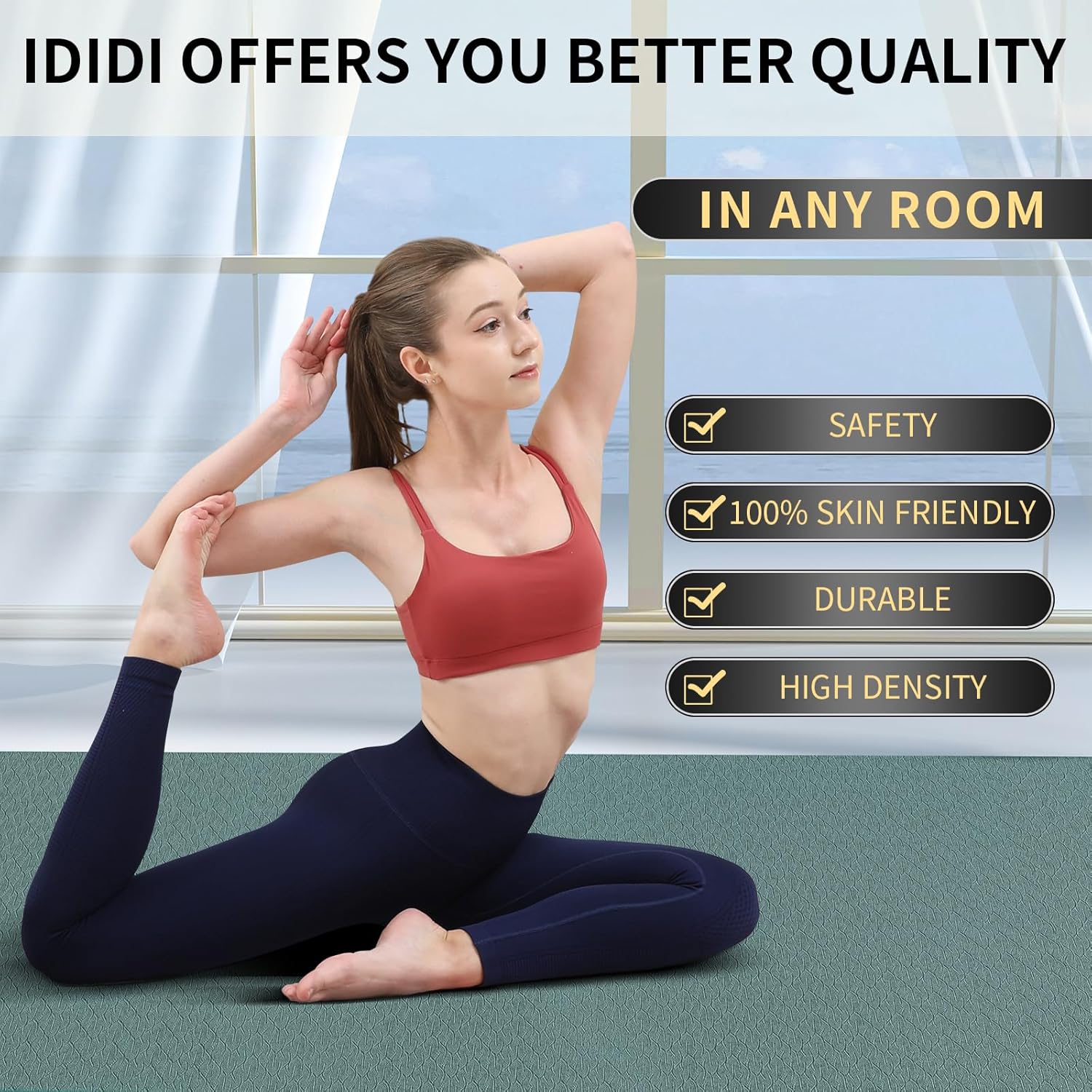 Yoga Mat with Strap,Non-Skid Workout Mat,8mm Thick Yoga Mat,POE Yoga Mats for Women Men Kids,Exercise Mat with Easy-Cinch,72