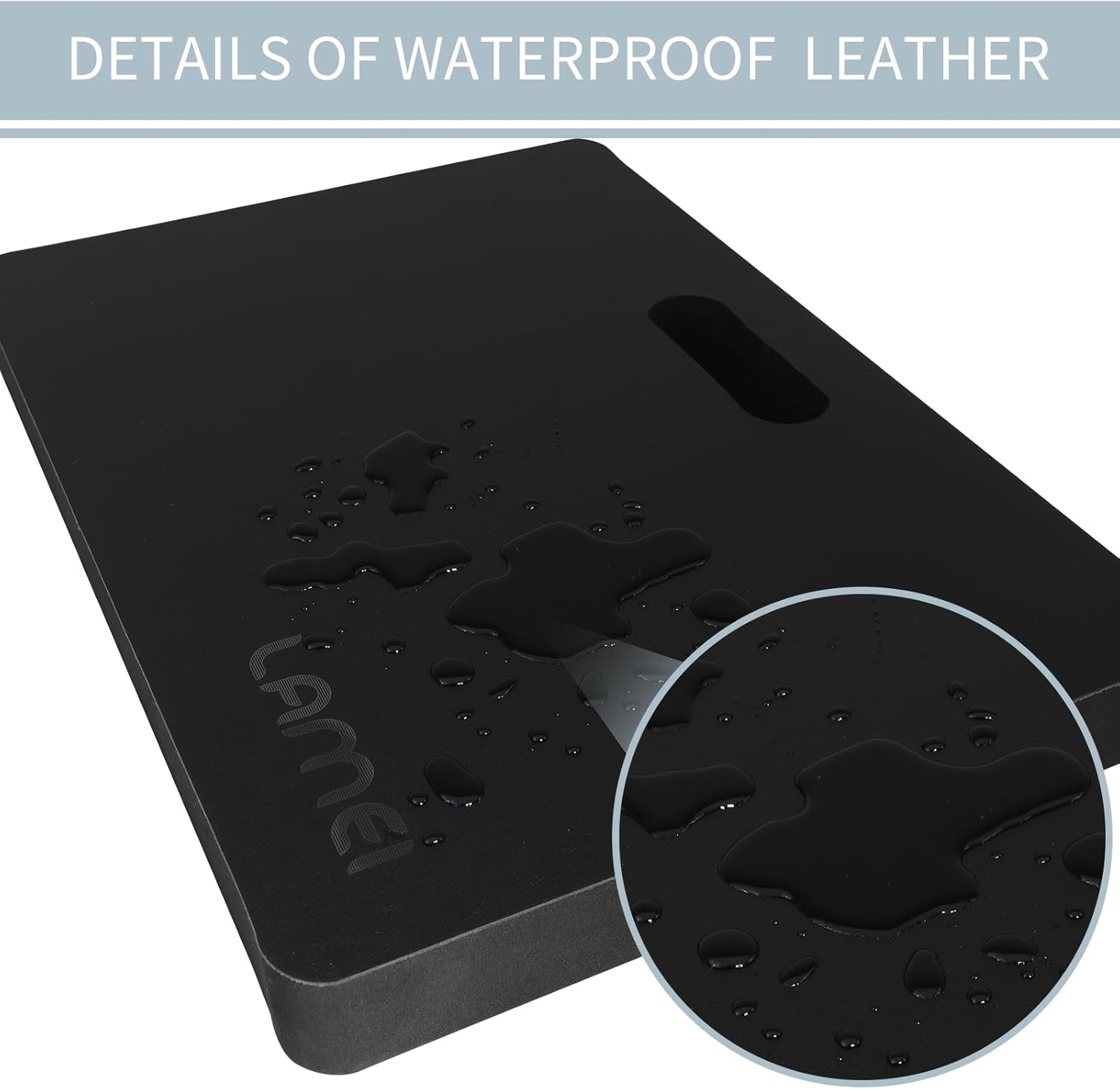 Extra Thick Garden Kneeling Pad 1.6inch, PU Leather Waterproof Surface, Non-Slip High Density POE, High Resilience, Lightweight, Easy Clean Knee Pad for Gardening, Yoga, Housework Black