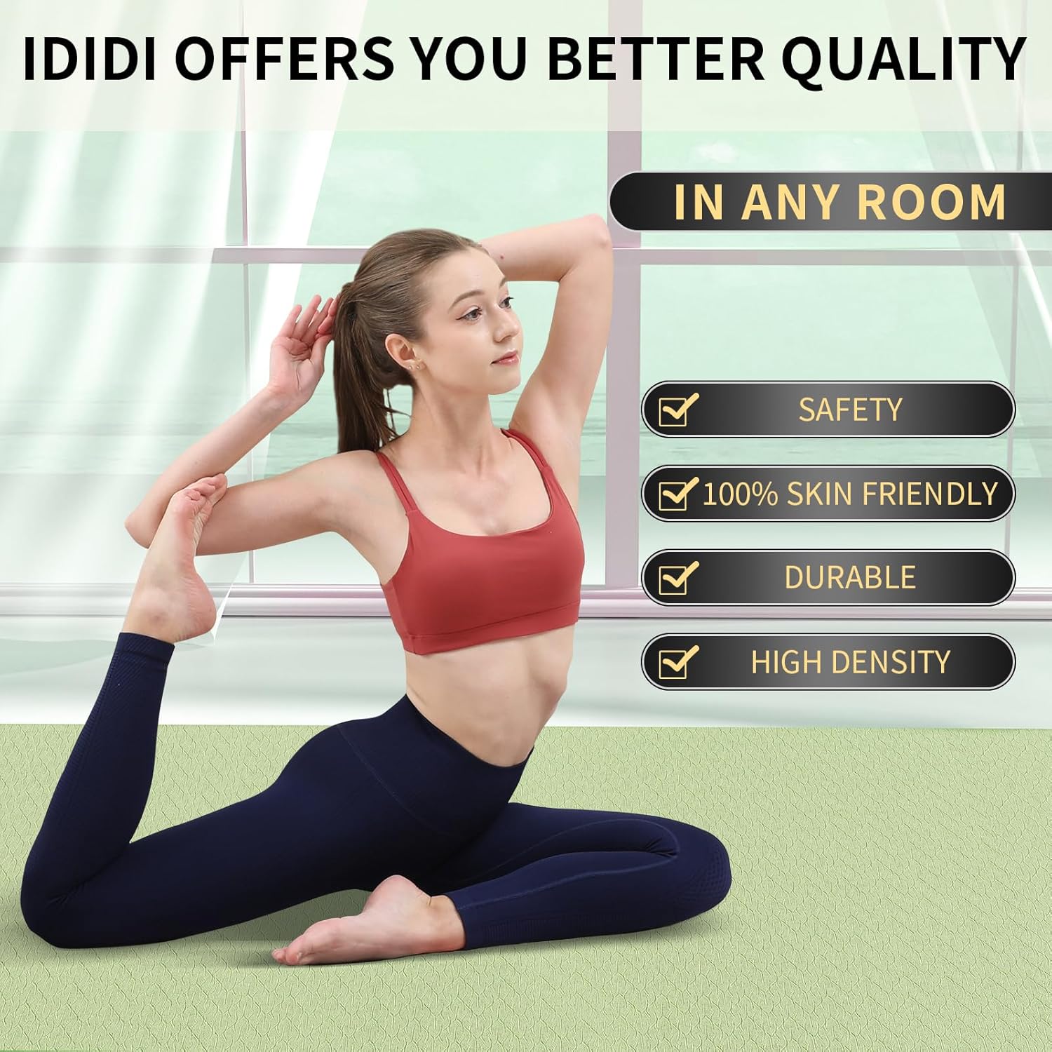 Yoga Mat with Strap,Non-Skid Workout Mat,8mm Thick Yoga Mat,POE Yoga Mats for Women Men Kids,Exercise Mat with Easy-Cinch,72