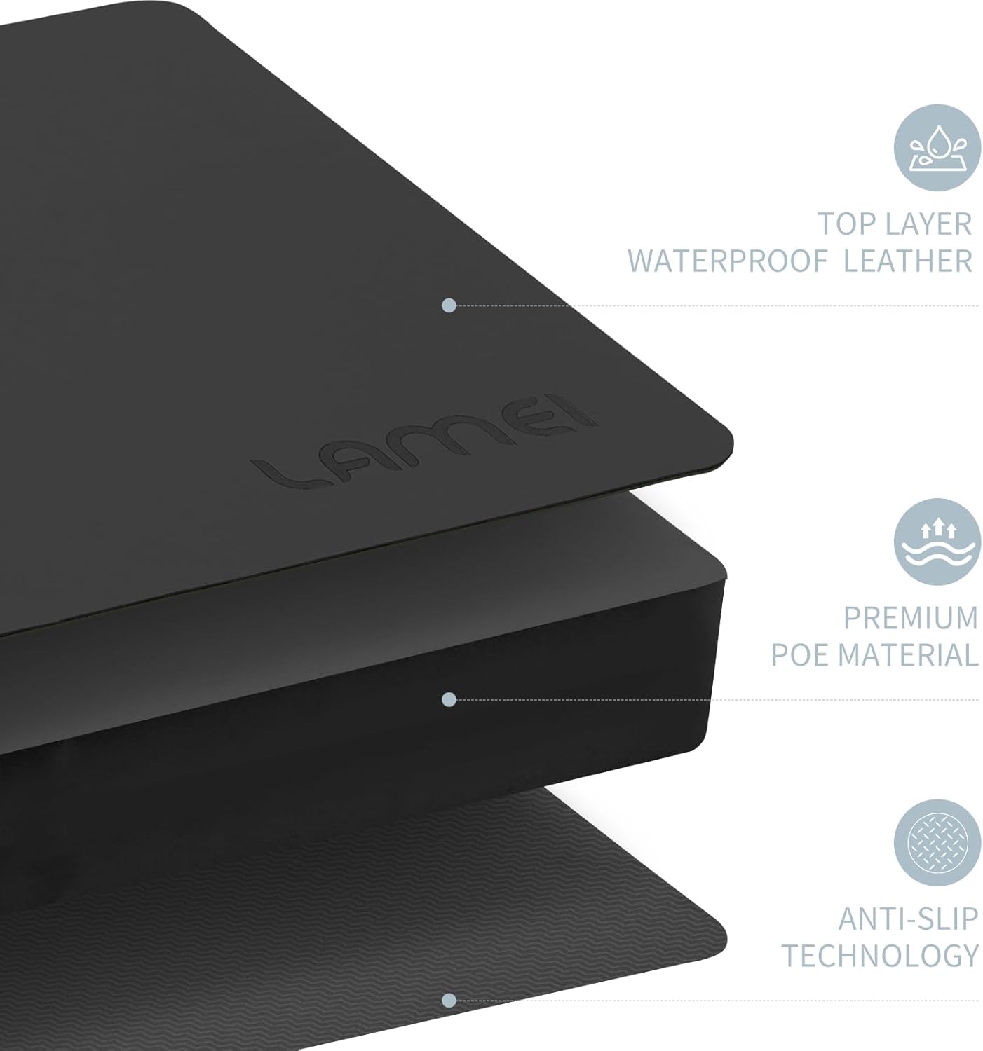 Extra Thick Garden Kneeling Pad 1.6inch, PU Leather Waterproof Surface, Non-Slip High Density POE, High Resilience, Lightweight, Easy Clean Knee Pad for Gardening, Yoga, Housework Black