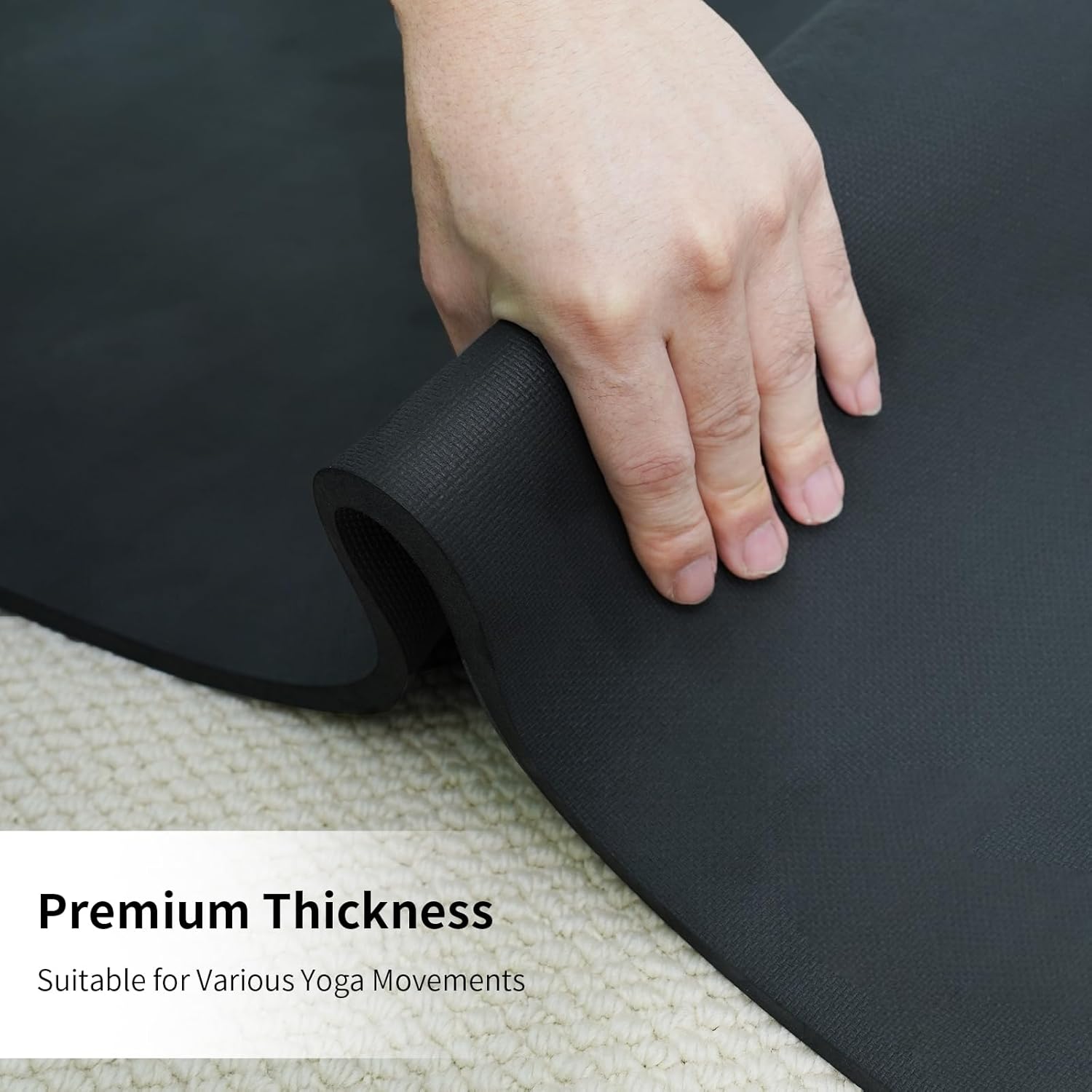 Non Slip Yoga Mat Thick POE Material High Rebound,Durable & Sweat Absorbent, for All Yoga Styles, Pilates & Home Floor Workouts with Carrying Strap