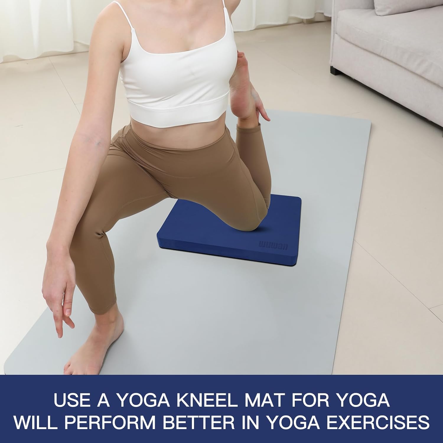 Yoga kneeling mat, 1.5in Thick,Knee Push-ups, Plank Support & Yoga Elbows/Knees Mat Provides Cushion for Kneeling & Elbows BLUE