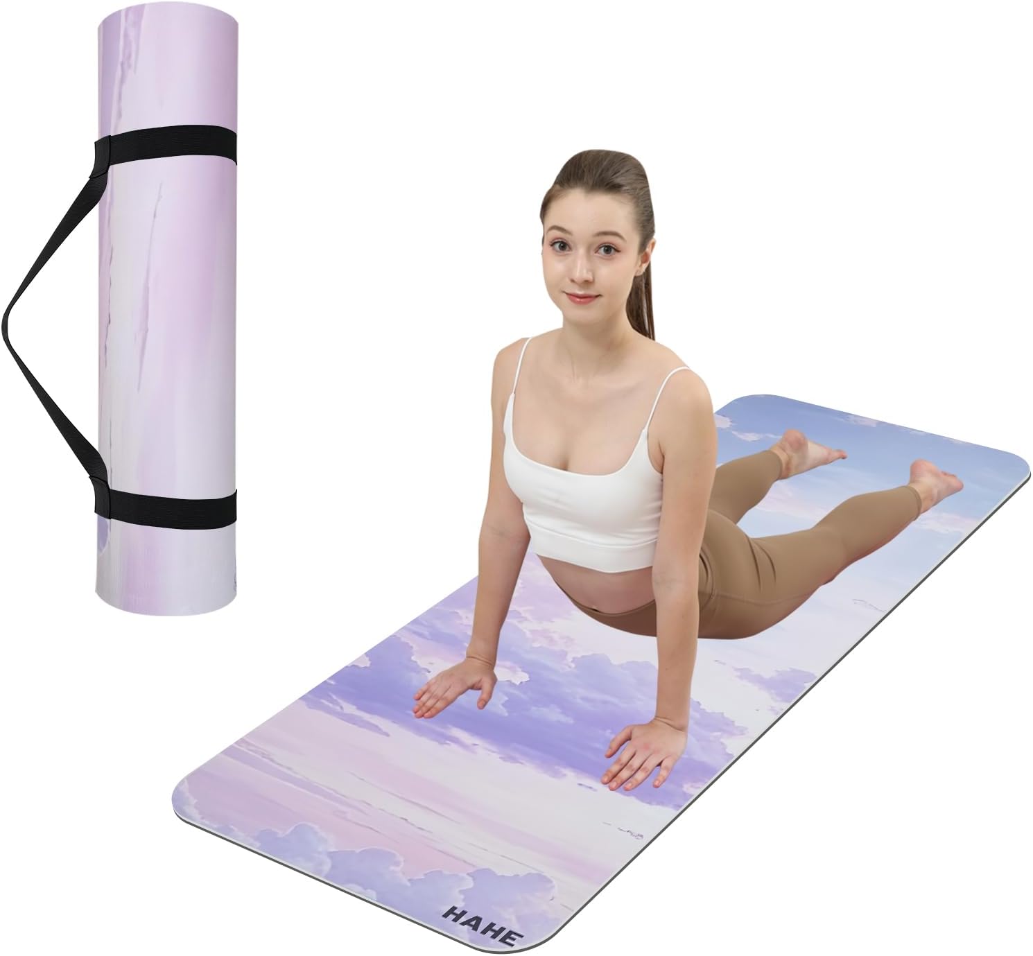 Non Slip Yoga Mat Thick POE Material High Rebound,Suitable for Yoga, Pilates, Fitness, and More, Provides Superior Cushioning Carrying Strap
