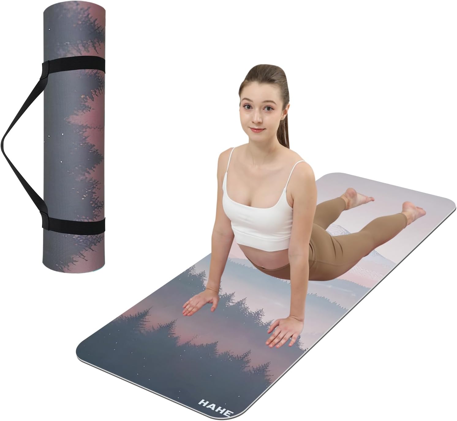 Non Slip Yoga Mat Thick POE Material High Rebound,Suitable for Yoga, Pilates, Fitness, and More, Provides Superior Cushioning Carrying Strap