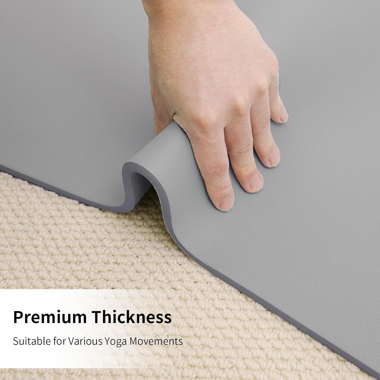 Non Slip Yoga Mat Thick POE Material High Rebound,Durable & Sweat Absorbent, for All Yoga Styles, Pilates & Home Floor Workouts with Carrying Strap