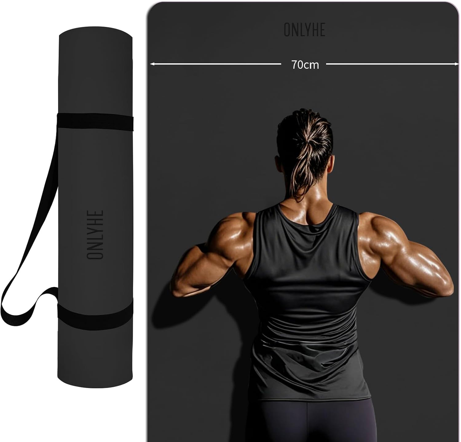 Extra Wide yoga mat 70cm Non Slip POE Exercise Mat Eco Friendly High Resiliency Fitness Mats With Strap for Women,gymnastics, Pilates, Home, Floor, Workout