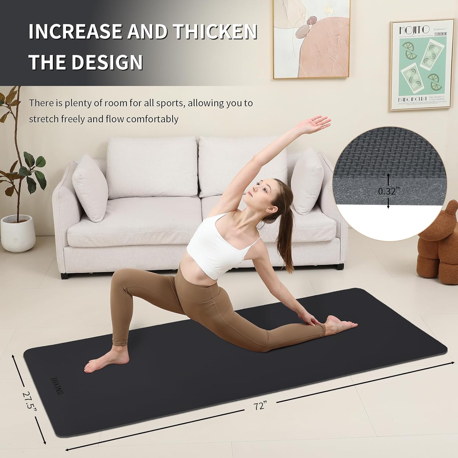 Extra Wide yoga mat 70cm Non Slip POE Exercise Mat Eco Friendly High Resiliency Fitness Mats With Strap for Women,gymnastics, Pilates, Home, Floor, Workout